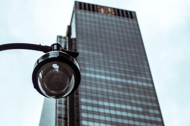 skyscraper with security camera
